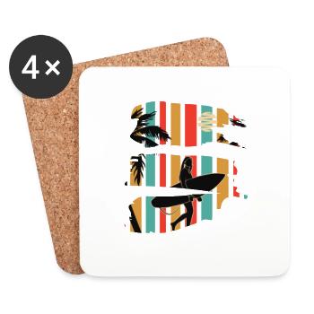 Mood été plage surf - Dessous de verre (lot de 4) - blanc - Devant