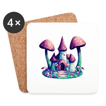 Fantasy Castle Mushroom Towers, conte de fées magique - Dessous de verre (lot de 4) - blanc - Devant