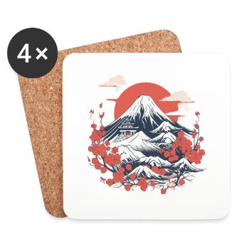 Japanische Folklore - Untersetzer (4er-Set) - Weiß - Vorne