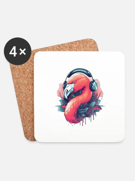 Flamingo Fusion - Coasters (set of 4) - white