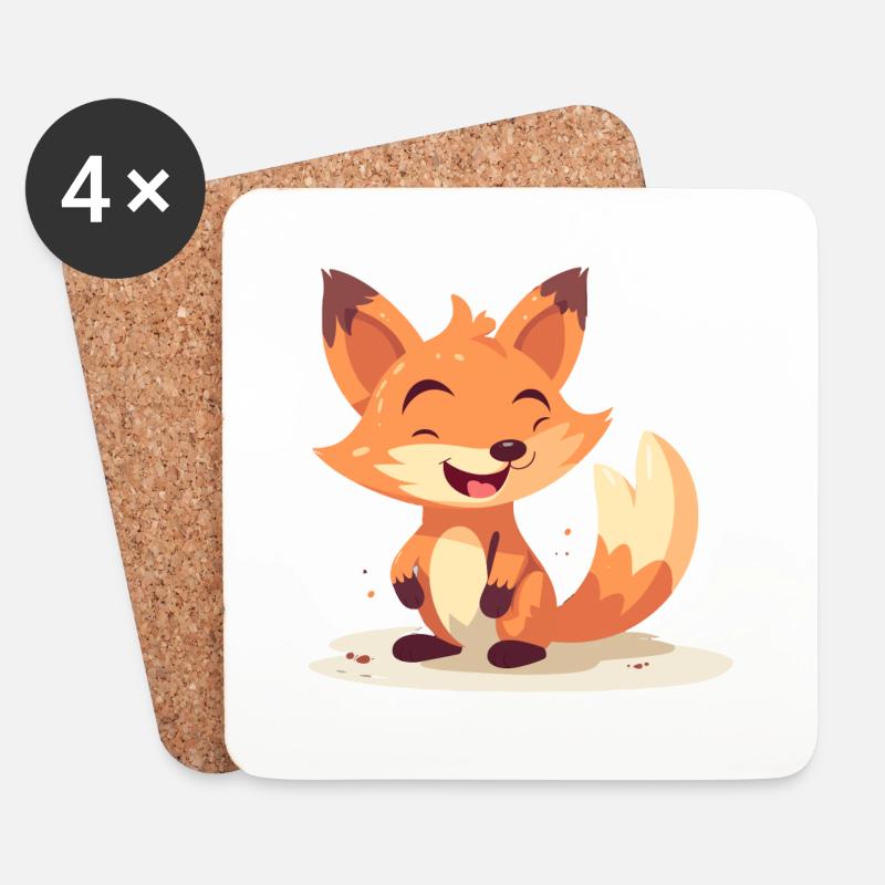Clever Fox - Untersetzer (4er-Set) - Weiß