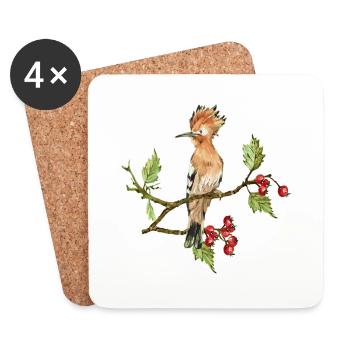 Oiseau coloré - Dessous de verre (lot de 4) - blanc - Devant