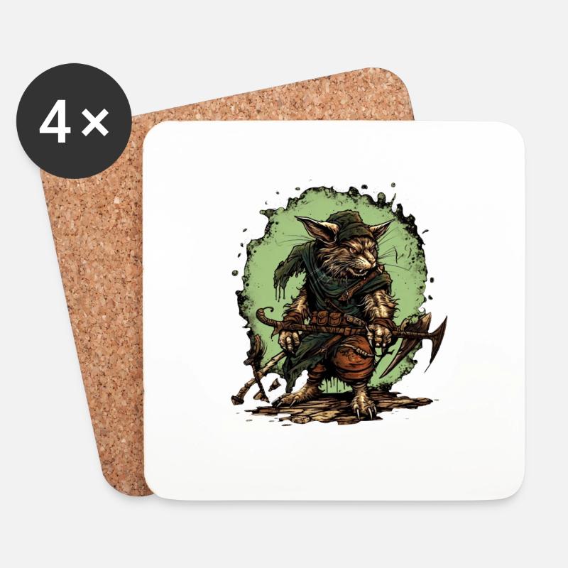 Schlankes Skaven-Logo mit grünen Akzenten - Untersetzer (4er-Set) - Weiß