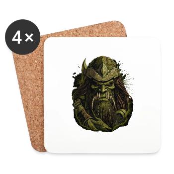 Œuvre d’art dynamique : féroce guerrier à peau verte. - Dessous de verre (lot de 4) - blanc - Devant