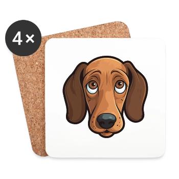 Dackel Kopf Comic Cartoon Hund Hundeliebling - Untersetzer (4er-Set) - Weiß - Vorne