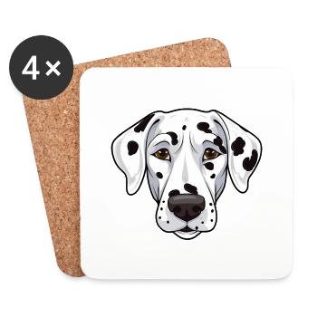 Dalmatian Head Comic Cartoon Dog Joy - Coasters (set of 4) - white - Front