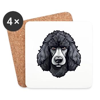 Groß Pudel Kopf Hund Comic Cartoon Stil Design - Untersetzer (4er-Set) - Weiß - Vorne