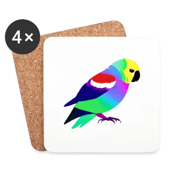 Perruche Oiseau Propriétaire Oiseau Cockatiel - Dessous de verre (lot de 4) - blanc - Devant