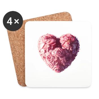 Saint-Valentin Mariage Fête des mères Amour Fiançailles - Dessous de verre (lot de 4) - blanc - Devant