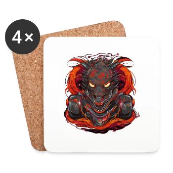 Drachen Auto - Untersetzer (4er-Set) - Weiß - Vorne