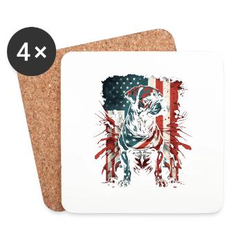 Stars and Stripes American Dog - Dessous de verre (lot de 4) - blanc - Devant