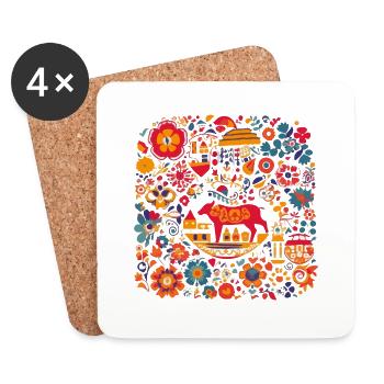 Design espagnol traditionnel - Dessous de verre (lot de 4) - blanc - Devant