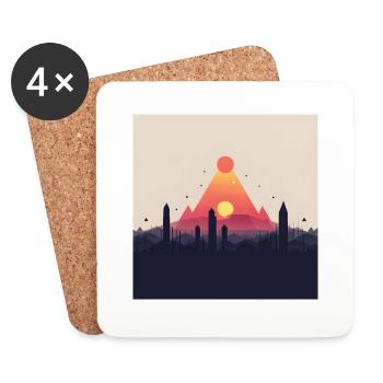 abstrakte Pyramide - Untersetzer (4er-Set) - Weiß - Vorne