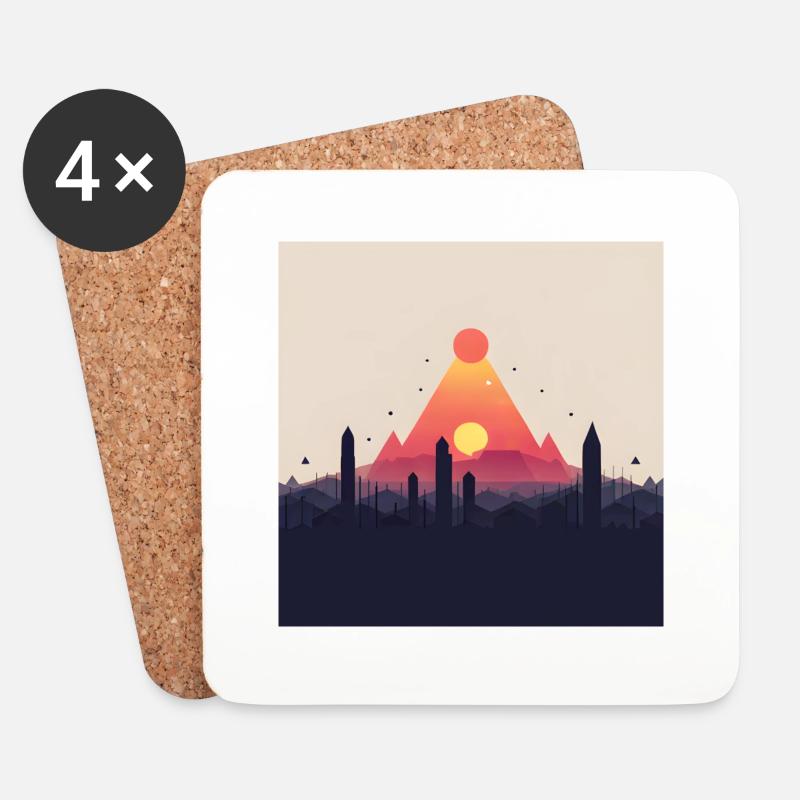 abstract pyramid - Coasters (set of 4) - white