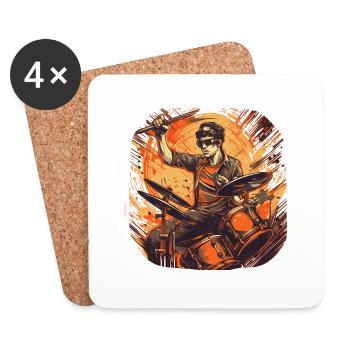 Drummer orange - Untersetzer (4er-Set) - Weiß - Vorne