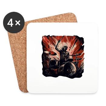 Drummer crazy - Untersetzer (4er-Set) - Weiß - Vorne