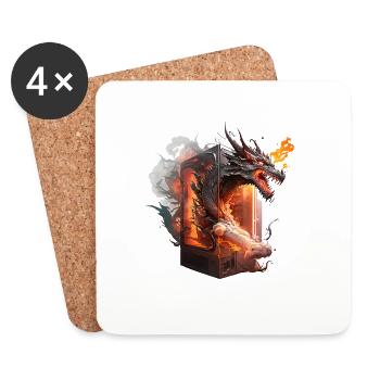 Epic Fire-Breathing Dragon Gaming PC Tower - Coasters (set of 4) - white - Front
