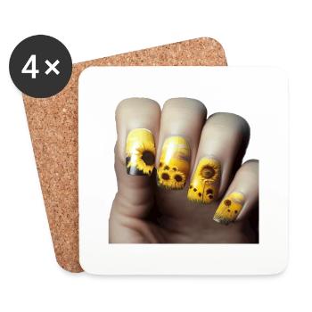 Ongles de tournesol cadeau - Dessous de verre (lot de 4) - blanc - Devant