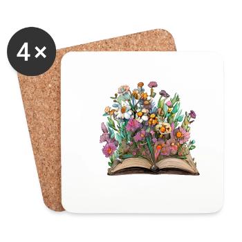 Buch Lesen Geschenk Bücher Leser Buchliebhaber - Untersetzer (4er-Set) - Weiß - Vorne