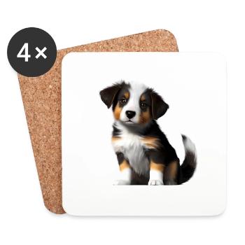 Chien de berger australien Propriétaire Chiot - Dessous de verre (lot de 4) - blanc - Devant