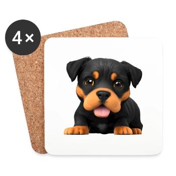 Hunde Rottweiler Hundewelpe Rottweilerwelpe Hund - Untersetzer (4er-Set) - Weiß - Vorne