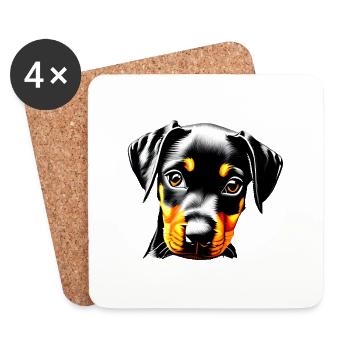 Doberman Chien Doberman Puppy Doberman Dresseur - Dessous de verre (lot de 4) - blanc - Devant