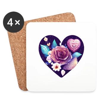 Fête des mères Amour Saint-Valentin Mariage Fiançailles - Dessous de verre (lot de 4) - blanc - Devant