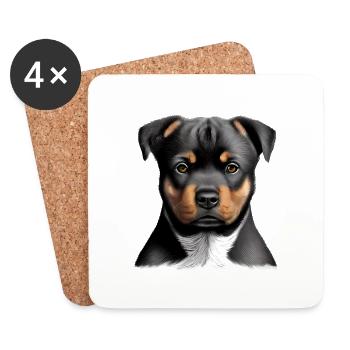 Rottweiler Hundewelpe Rottweilerhalter Hundehalter - Untersetzer (4er-Set) - Weiß - Vorne