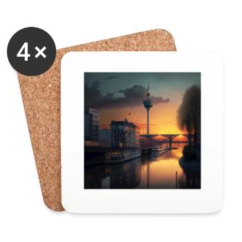 Sunset in Dusseldorf - Coasters (set of 4) - white - Front