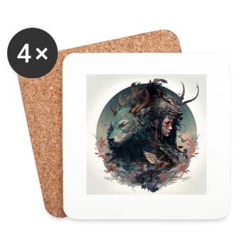 Puissant chasseur japonais - Dessous de verre (lot de 4) - blanc - Devant