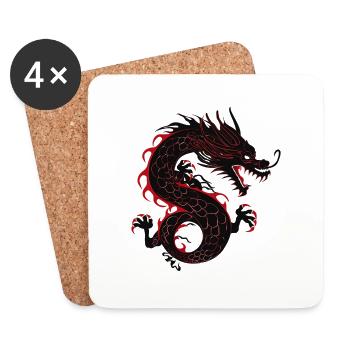 Drachen Asien - Untersetzer (4er-Set) - Weiß - Vorne