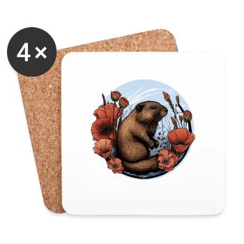 Beaver beaver protection - Coasters (set of 4) - white - Front