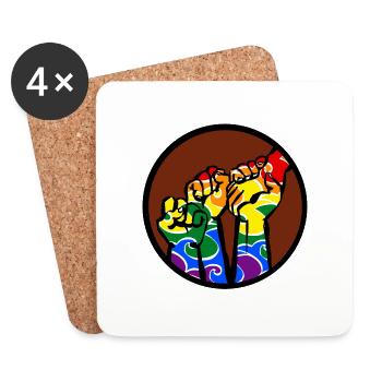 Fists4b LGBT - Untersetzer (4er-Set) - Weiß - Vorne