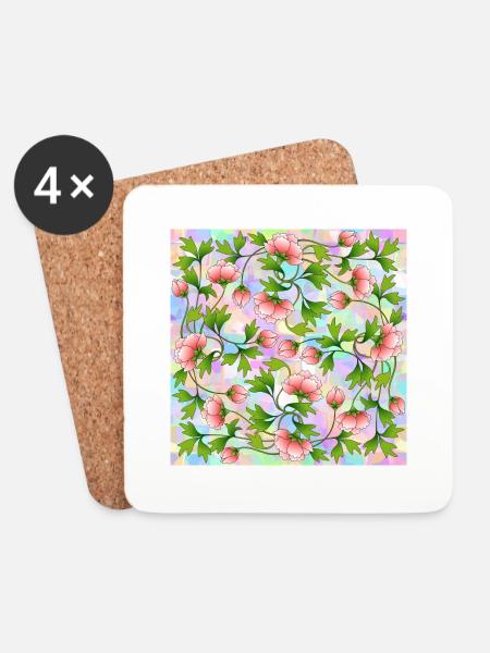 Blumen - Untersetzer (4er-Set) - Weiß