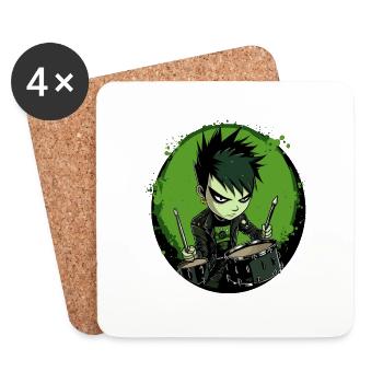Drummer Boy green Drums Schlagzeug - Untersetzer (4er-Set) - Weiß - Vorne