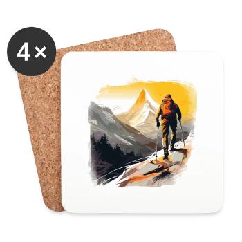 Mountain Hiking Berge Wanderung - Untersetzer (4er-Set) - Weiß - Vorne