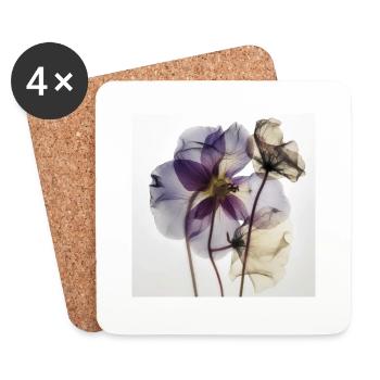 Herbarium of beautiful flowers photo - Coasters (set of 4) - white - Front