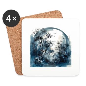 Watercolor Forest Illustration - Coasters (set of 4) - white - Front