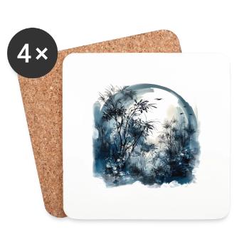 Watercolor Forest Illustration - Coasters (set of 4) - white - Front