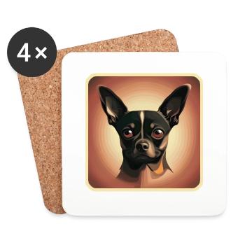 Motif Chihuahua - Dessous de verre (lot de 4) - blanc - Devant