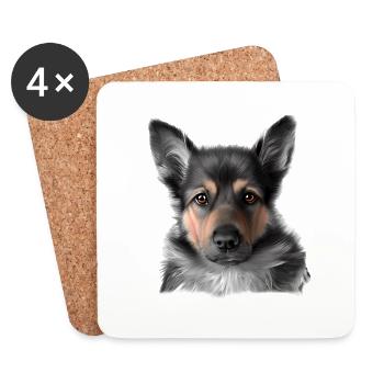 Chiot Berger Allemand Propriétaire Chien - Dessous de verre (lot de 4) - blanc - Devant