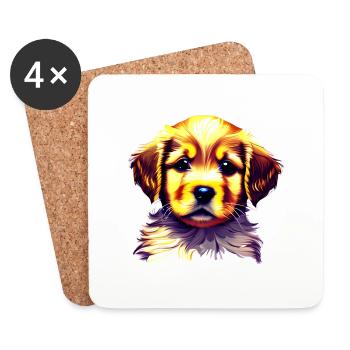 Golden Retriever Dog Owner Dog Puppy - Dessous de verre (lot de 4) - blanc - Devant