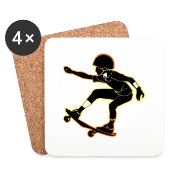 Skateboard - Untersetzer (4er-Set) - Weiß - Vorne