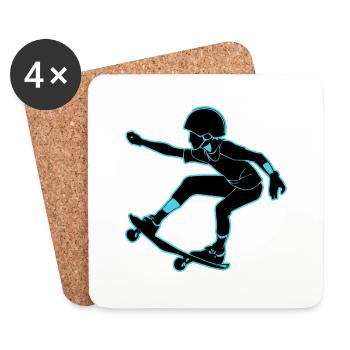 Skateboard Girl Boy - Dessous de verre (lot de 4) - blanc - Devant