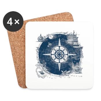 Old nautical chart - Coasters (set of 4) - white - Front