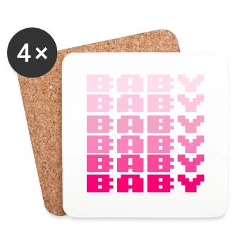 BABY Schriftzug Retro Gaming 8bit - Untersetzer (4er-Set) - Weiß - Vorne