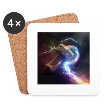 Mjolnir, le marteau du puissant dieu nordique Thor - Dessous de verre (lot de 4) - blanc - Devant