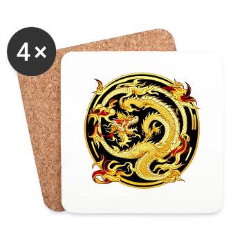Dragon chinois - Dessous de verre (lot de 4) - blanc - Devant