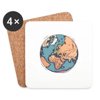 Planet Erde - Untersetzer (4er-Set) - Weiß - Vorne