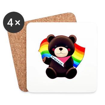 PRIDE MONTH RAINBOW BEAR - Coasters (set of 4) - white - Front
